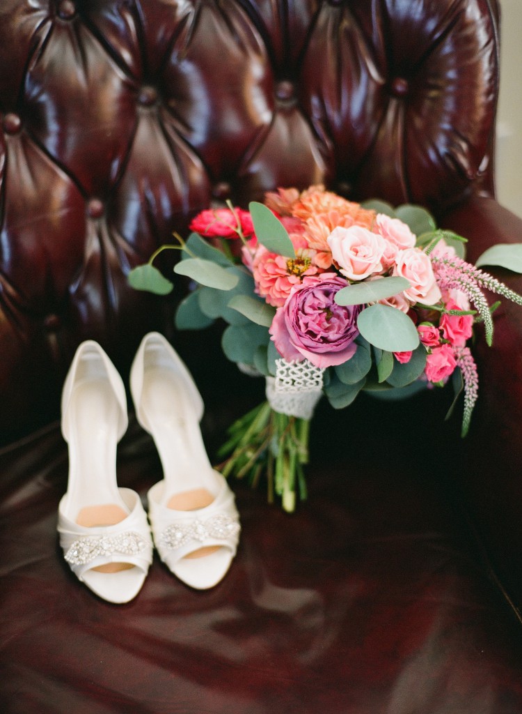 bouquet and shoes
